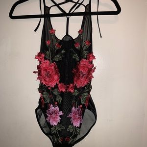 Floral mesh bodysuit